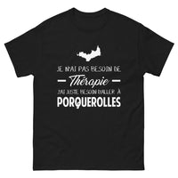 Thumbnail for T-shirt Porquerolles noir - Pas besoin de thérapie, juste y aller