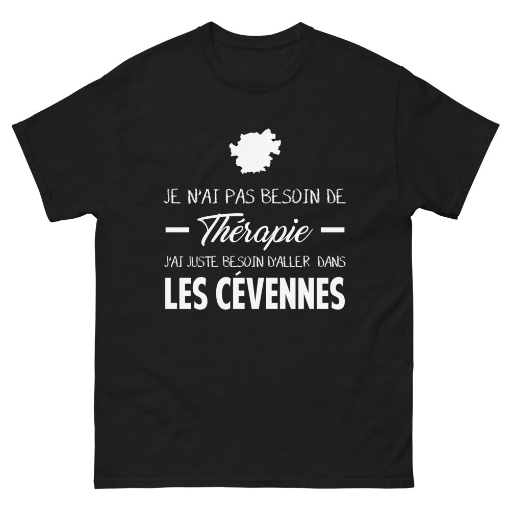 T-shirt Cévennes noir - Je n'ai pas besoin de thérapie