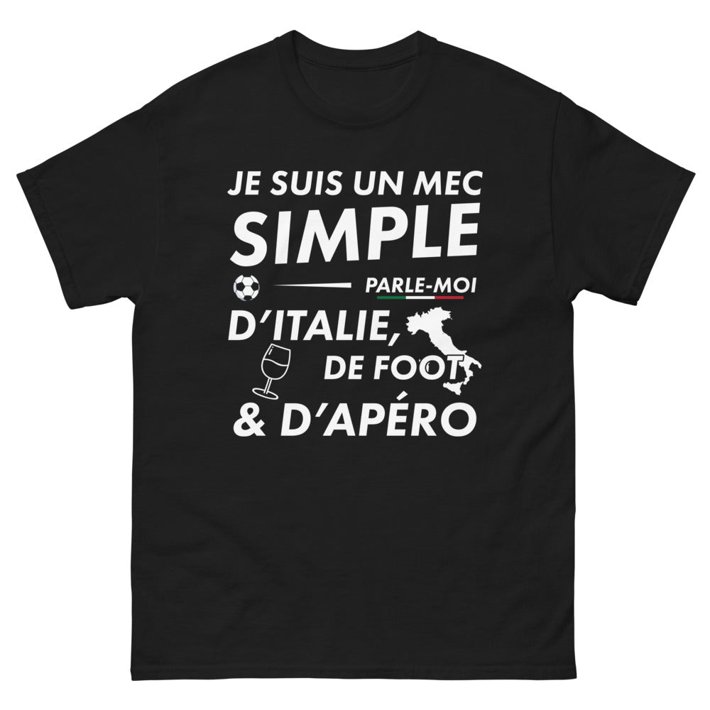 T-shirt Italie noir - Je suis un mec simple, parle-moi d'Italie