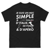 T-shirt Italie noir - Je suis un mec simple, parle-moi d'Italie