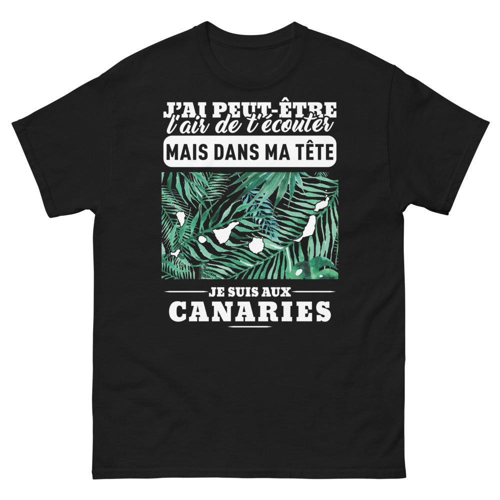 T-shirt Canaries noir - J'ai peut-être l'air de t'écouter