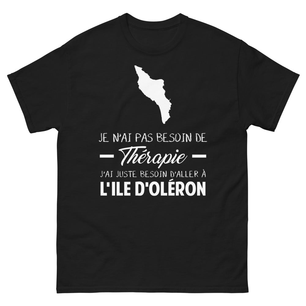 T-shirt Île d'Oléron noir - Pas besoin de thérapie, juste une escapade