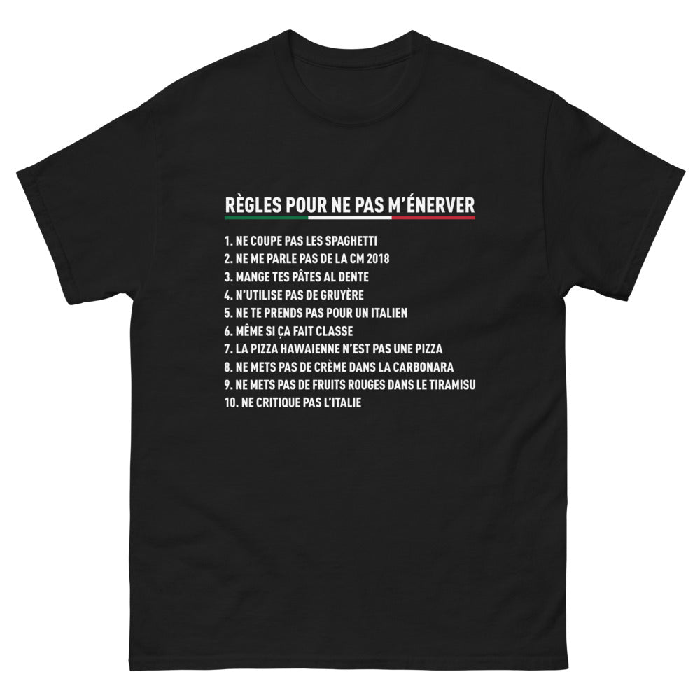 T-shirt Italie noir - Règles pour ne pas m'énerver