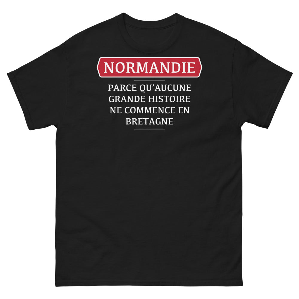 T-shirt Normandie noir - Parce qu'aucune grande histoire ne commence en Bretagne