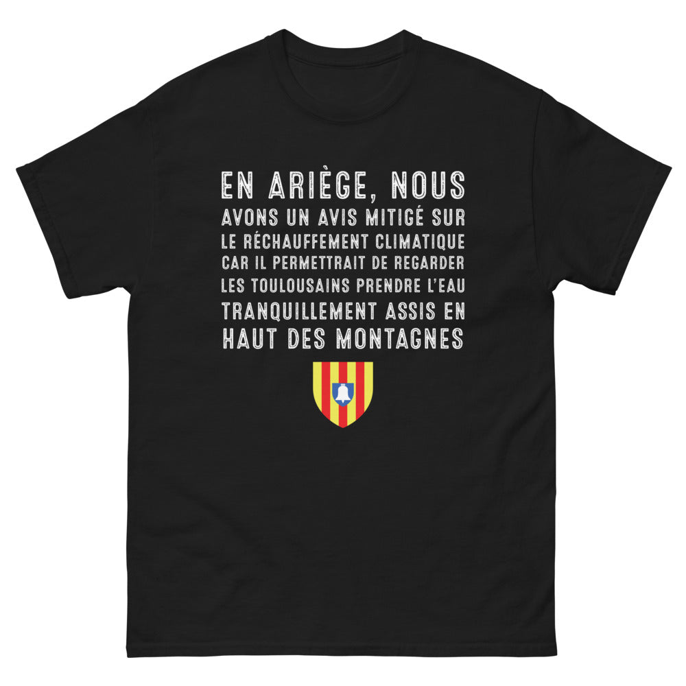 T-shirt Ariège noir - En Ariège, un avis mitigé sur le réchauffement