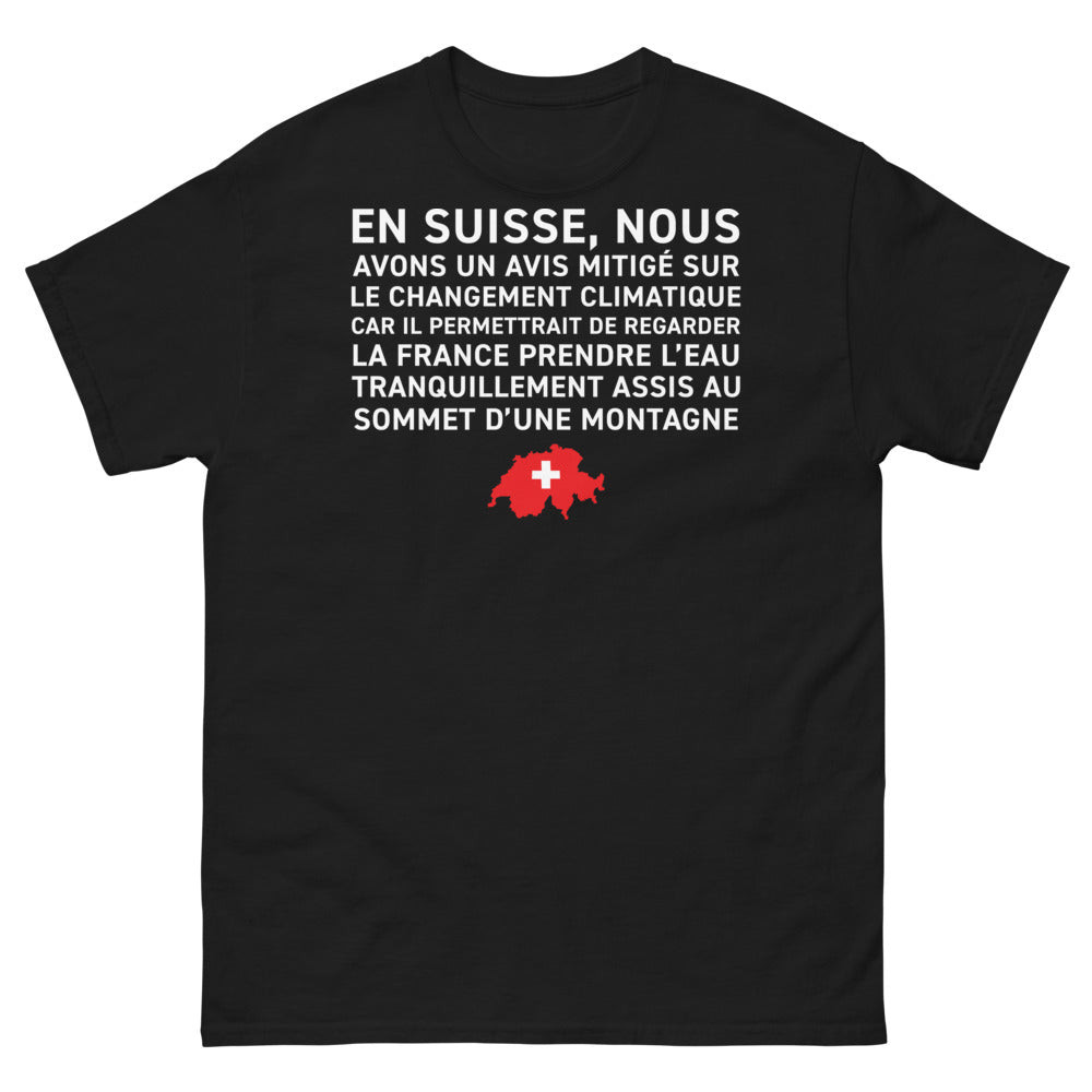 T-shirt Suisse noir - Méditation climatique en montagne