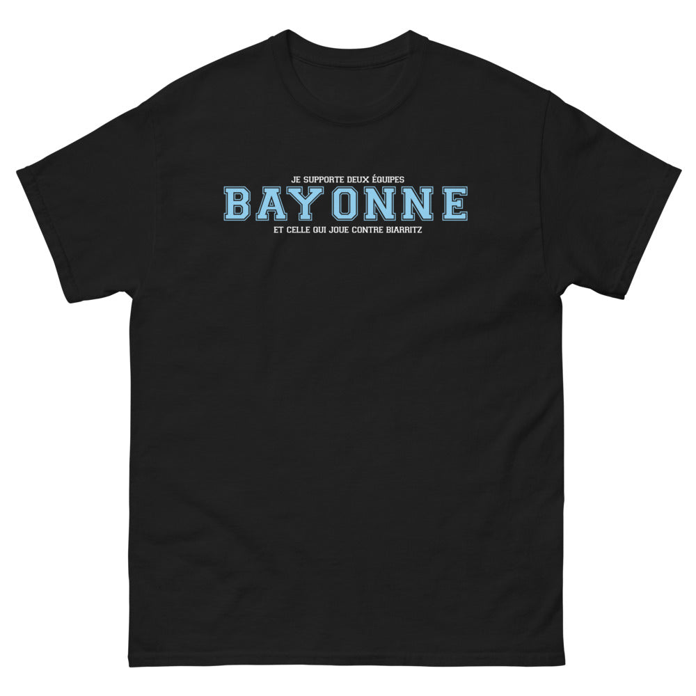 T-shirt Pays Basque noir - Je supporte deux équipes : Bayonne et celle qui joue contre Biarritz
