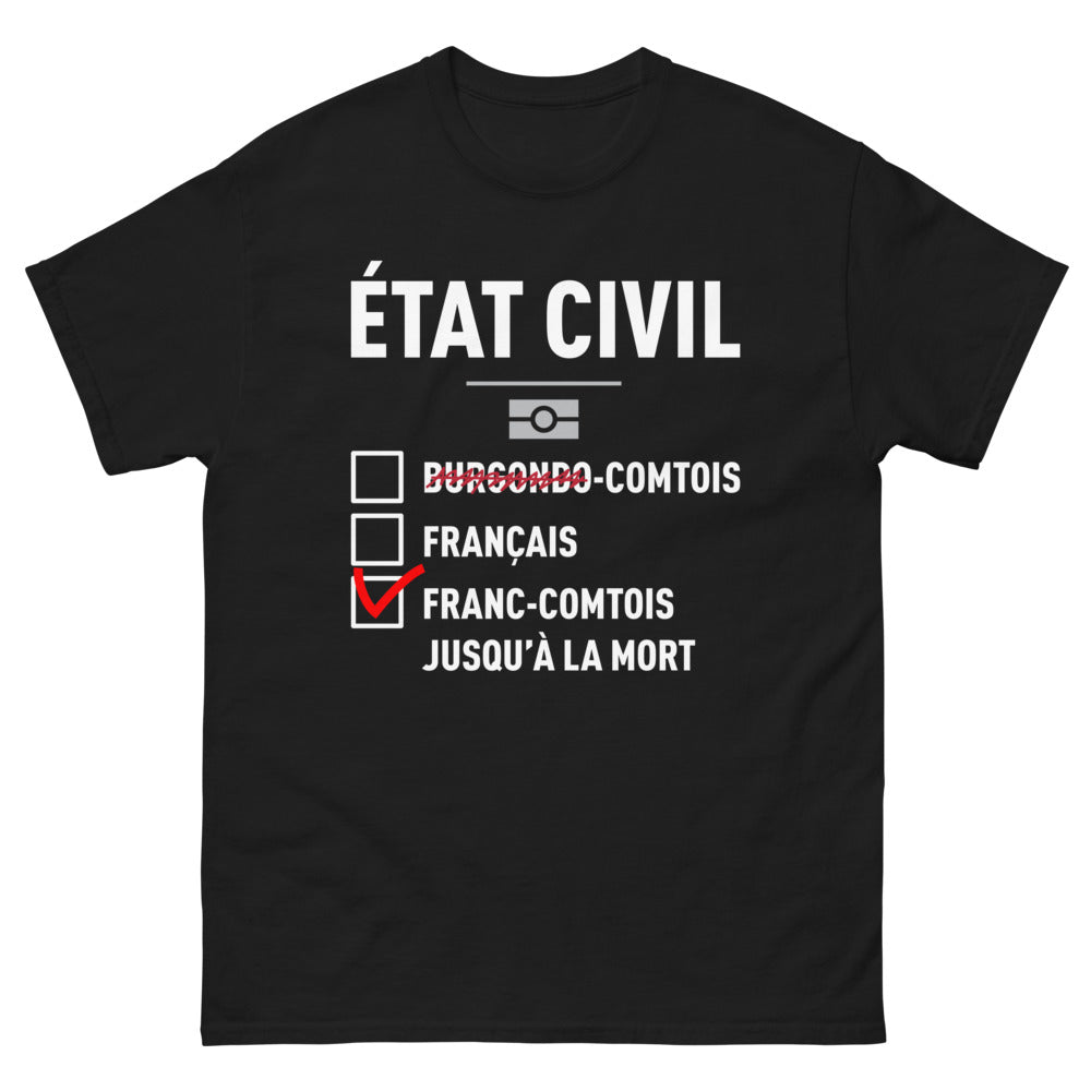 T-shirt Franc-Comtois noir - Fier jusqu'à la mort