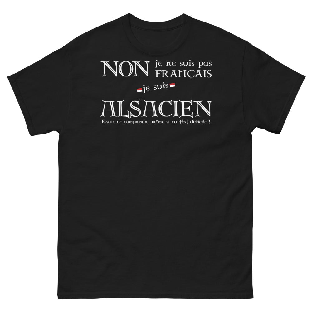 T-shirt Alsace noir - Je ne suis pas Français, je suis Alsacien
