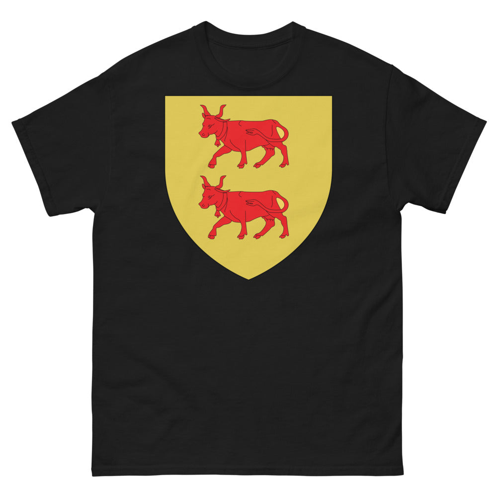 T-shirt Occitanie jaune - Deux Bœufs Rouges sur fond jaune