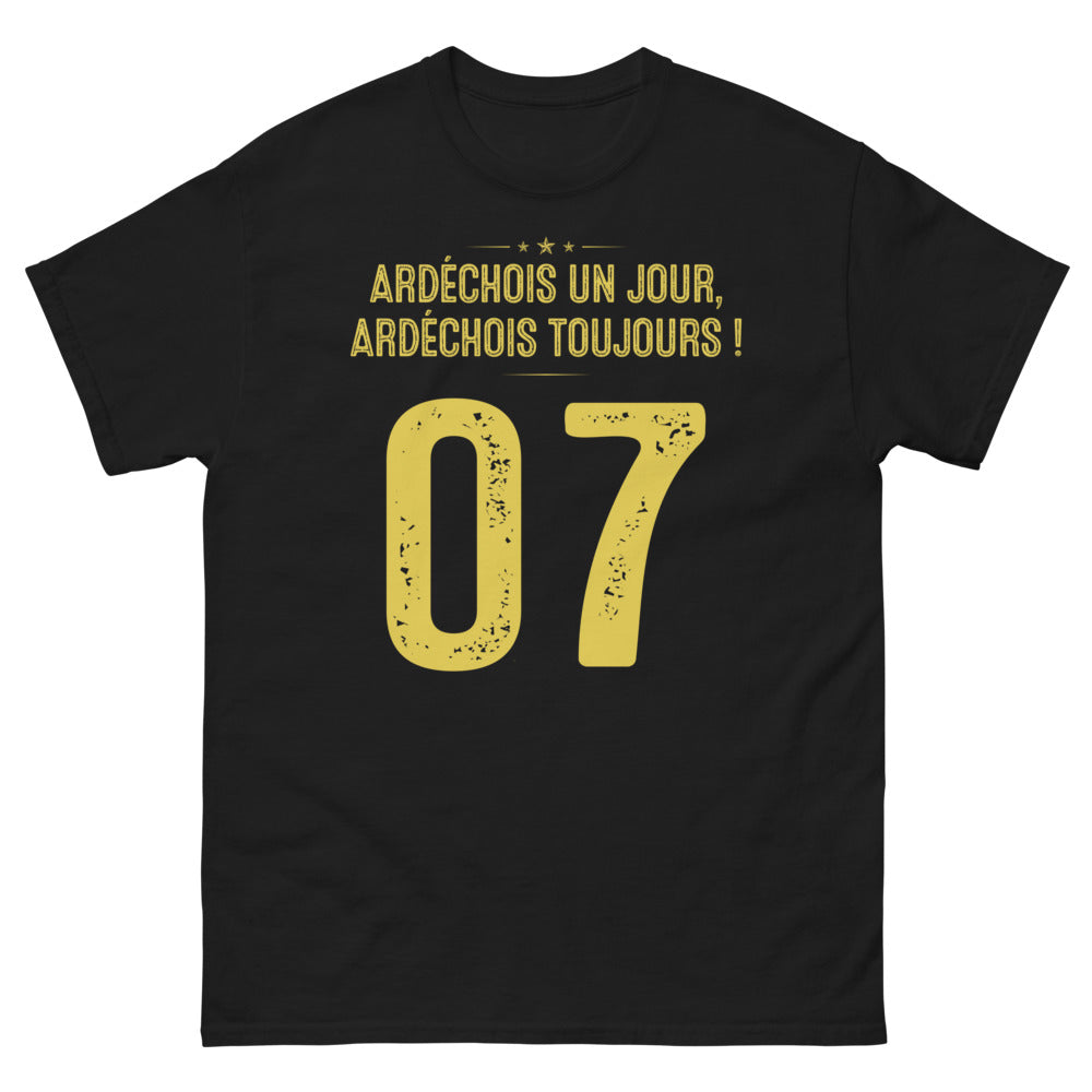 T-shirt Ardèche noir - Ardéchois un Jour, Ardéchois Toujours