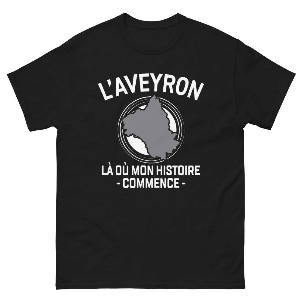 T-shirt Aveyron noir - Là où mon histoire commence