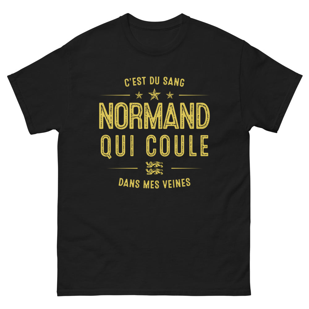 T-shirt Normandie noir - C'est du sang normand qui coule