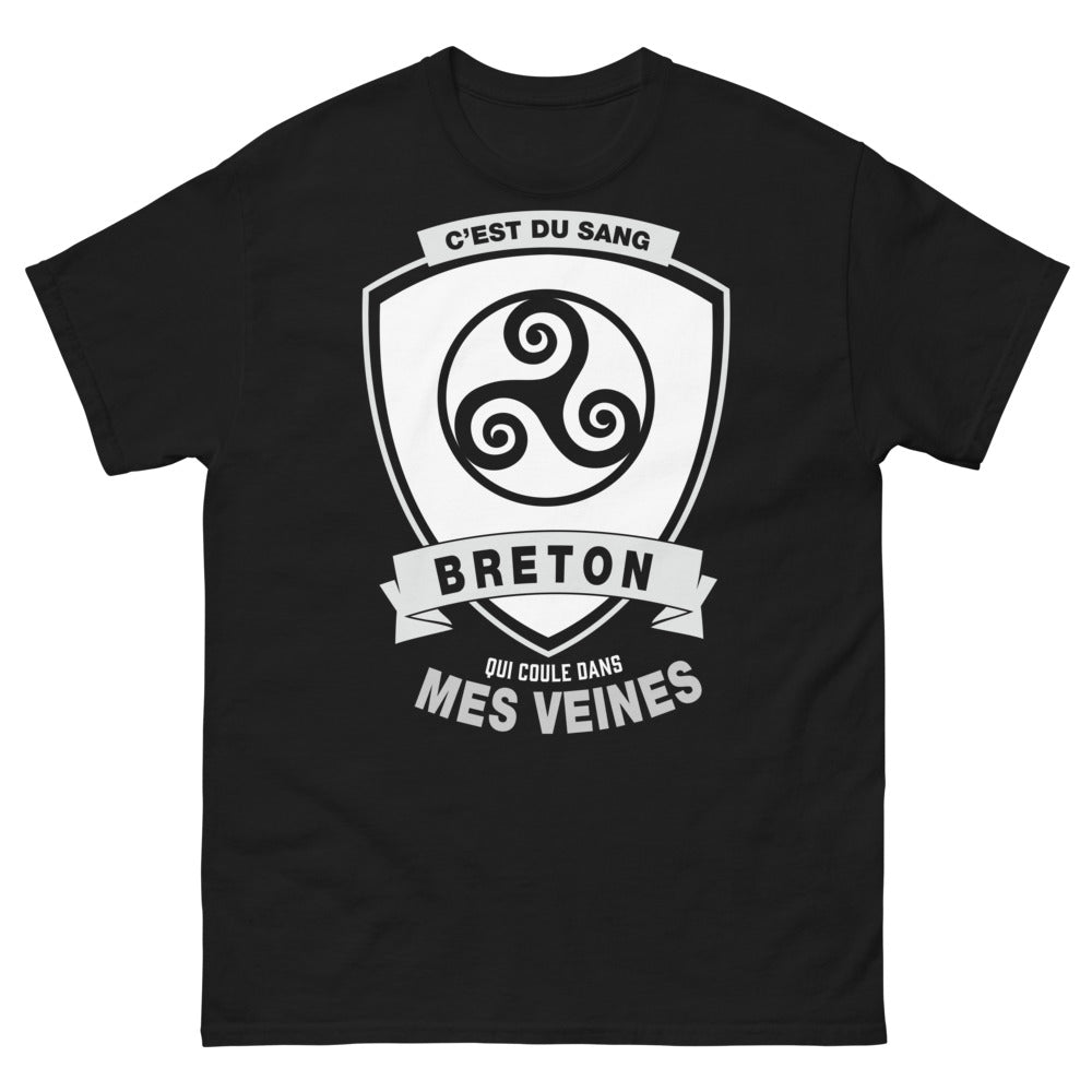 T-shirt Bretagne noir - C'est du sang breton qui coule