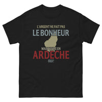 Thumbnail for T-shirt Ardèche noir - L'argent ne fait pas le bonheur