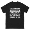 T-shirt Cinquante-naire noir - attention homme cinquantenaire je ne lis plus les lettres de près