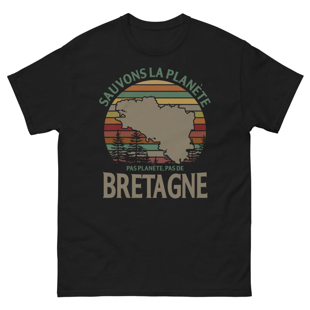 T-shirt Bretagne noir - Sauvons la planète, pas la Bretagne