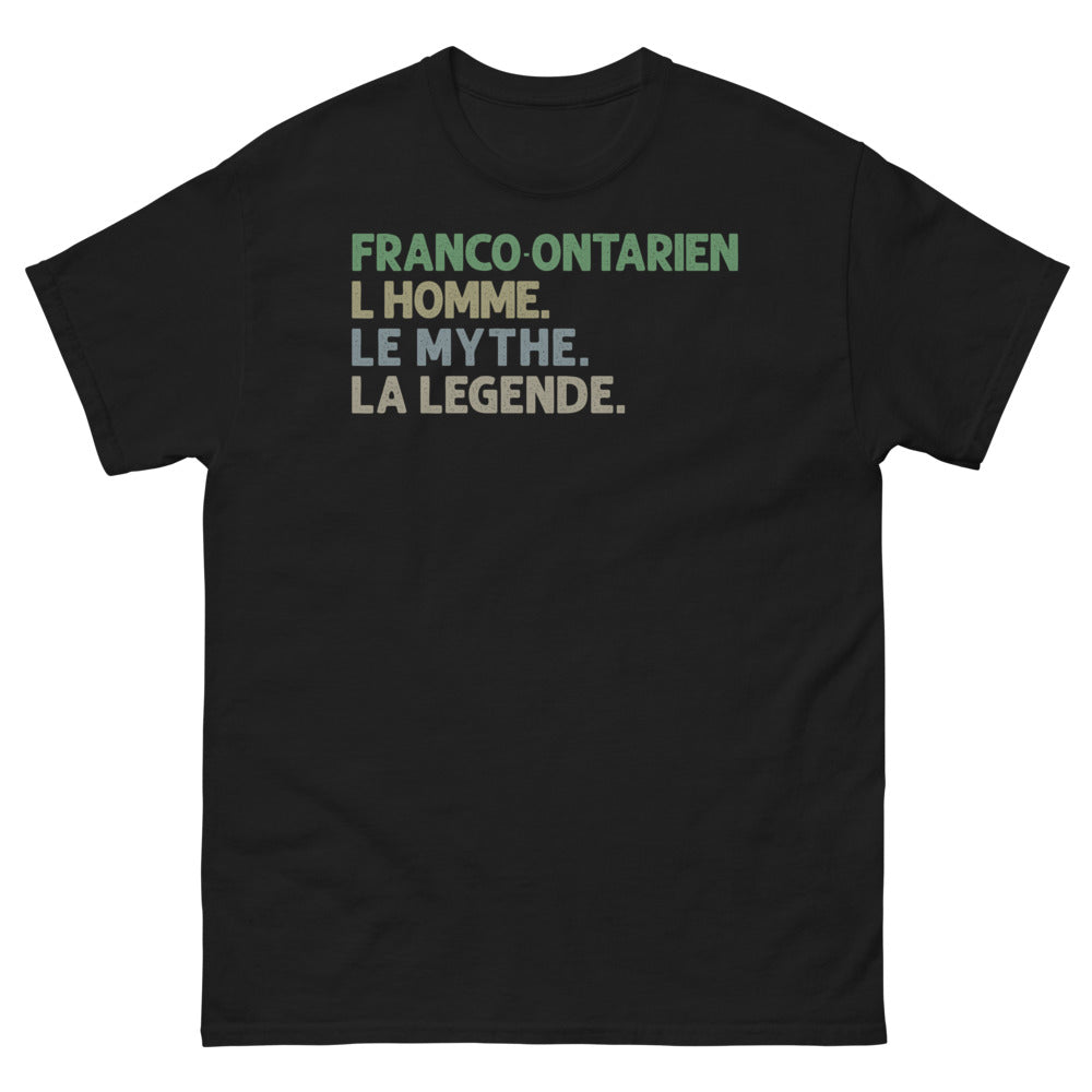 T-shirt Franco-Ontarien noir - L'Homme, Le Mythe, La Légende