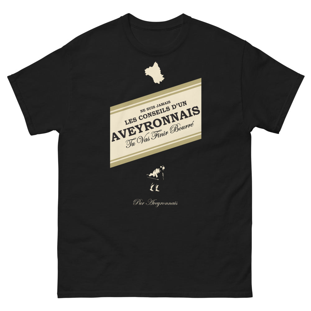 T-shirt Aveyron noir - Ne suis jamais les conseils d'un Aveyronnais
