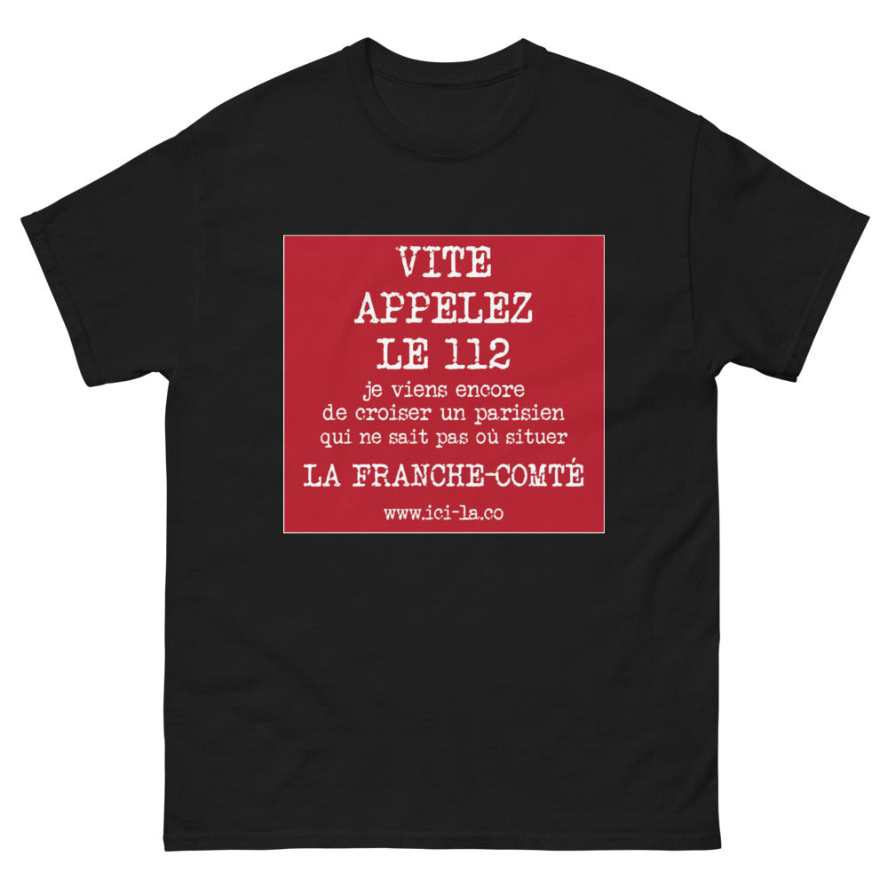 T-shirt Franche-Comté noir - Vite, appelez le 112 !