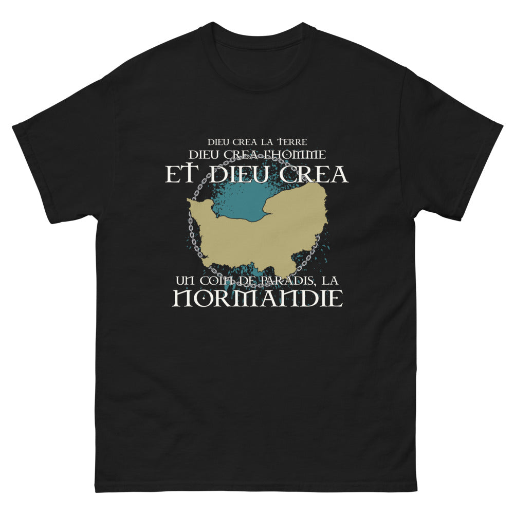 T-shirt Normandie noir - Un coin de paradis à porter