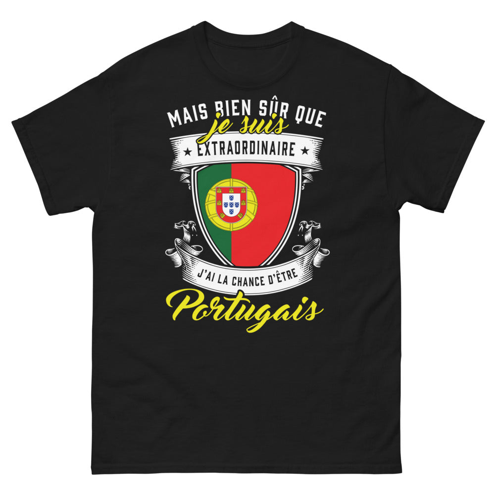 T-shirt Portugal noir - Je suis Extraordinaire, je suis Portugais !
