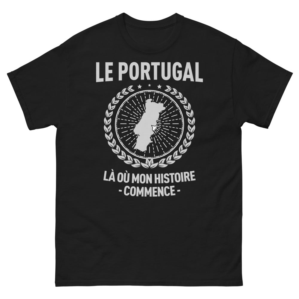 T-shirt Portugal noir - Là où mon histoire commence