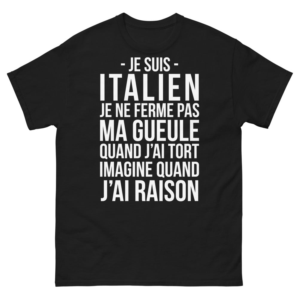 T-shirt Italie noir - Je suis Italien, je ne ferme pas ma gueule