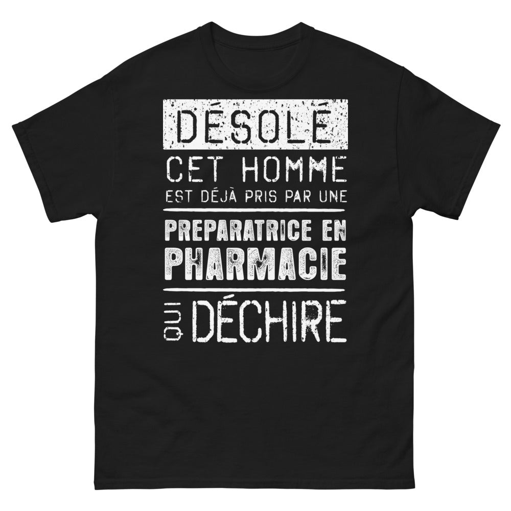 T-shirt pharmacie noir - Désolé, cet homme est déjà pris