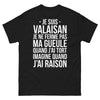 T-shirt Valaisan noir - Je suis Valaisan, je ne ferme pas ma gueule