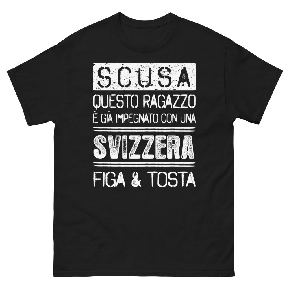 T-Shirt Svizzera Nero - Scusa, questo ragazzo è già impegnato