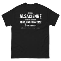Thumbnail for T-shirt Alsacienne noir - Je suis alsacienne : ange, princesse, démon