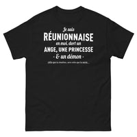 Thumbnail for T-shirt Réunionnais noir - Je suis Réunionnaise : ange, princesse, démon