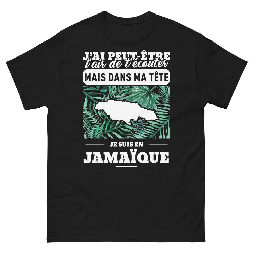 T-shirt Jamaïque noir - J'ai l'air d'écouter, rêve de plage