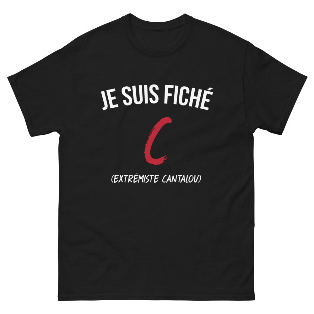 T-shirt Cantal noir - Je suis fiché extrémiste cantalou