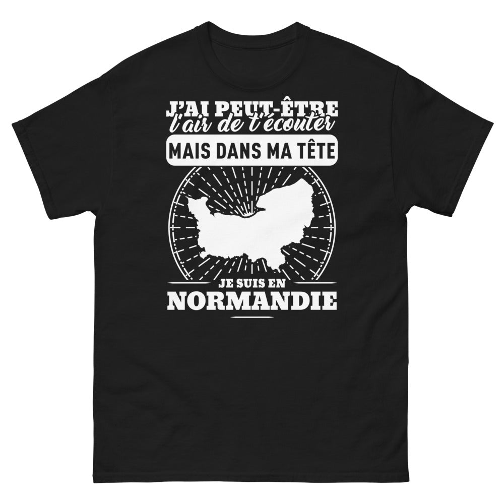 T-shirt Normandie noir - J'ai Peut-être l'Air de T'écouter