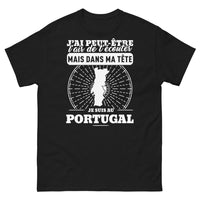 Thumbnail for T-shirt Portugal noir - J'ai l'air de t'écouter mais suis au Portugal
