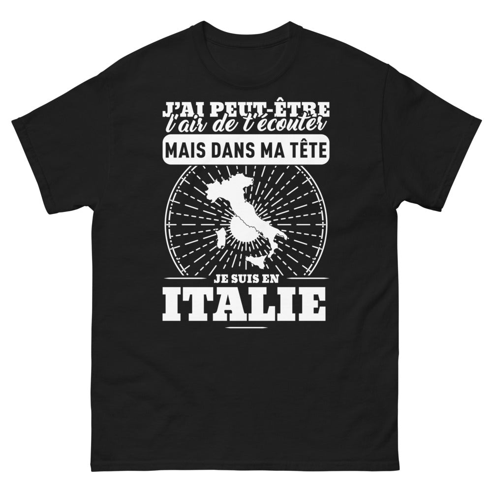 T-shirt Italie noir - J'ai peut-être l'air de t'écouter