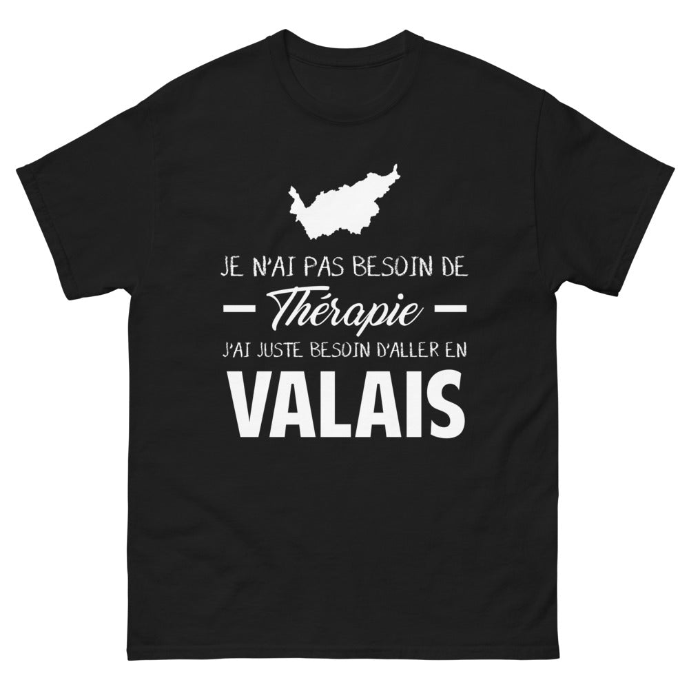 T-shirt Valais noir - Je n'ai pas besoin de thérapie