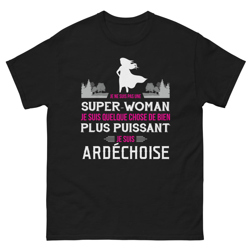 T-shirt Ardéchoise noir - Bien plus puissant qu'une super-woman