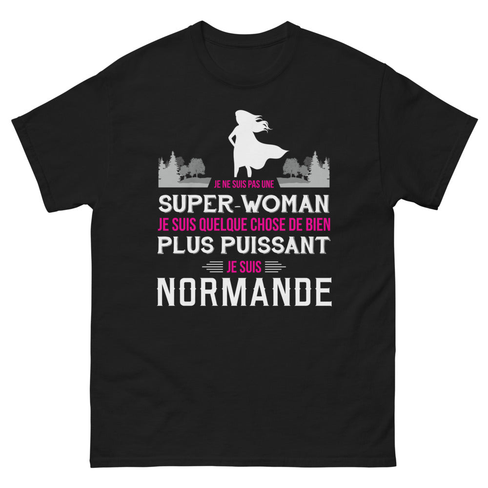 T-shirt Normande noir - Bien plus puissante qu'une super-woman