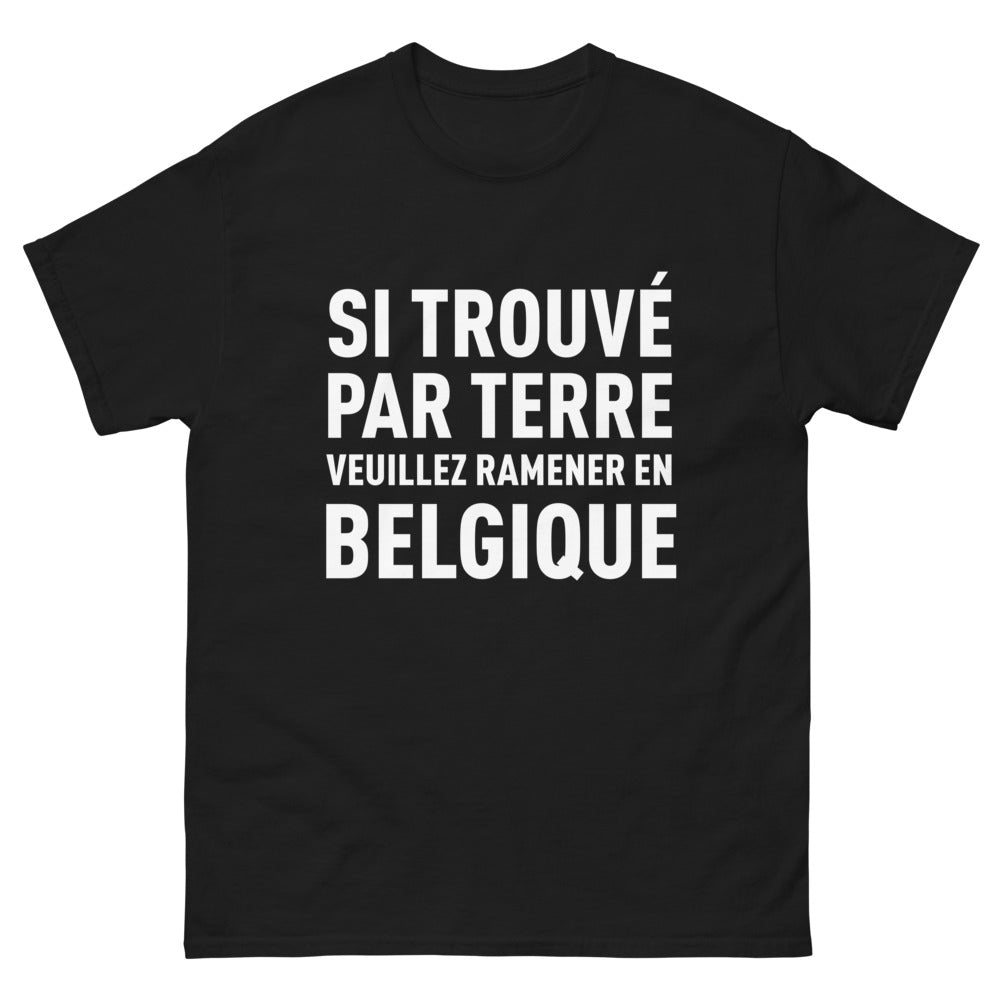 T-shirt Belgique noir - Si trouvé par terre, ramenez en Belgique