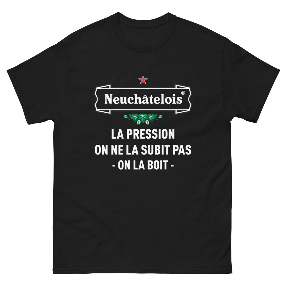 T-shirt Passion Bière noir - La pression on ne la subit pas, on la boit