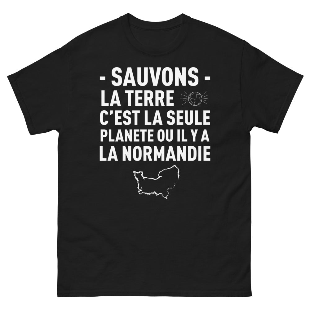 T-shirt Normandie noir - Sauvons la Terre : amour pour la région