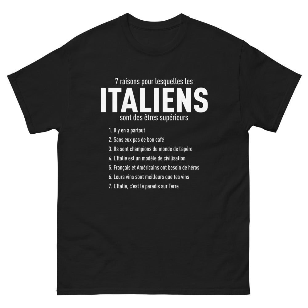 T-shirt Italie noir - 7 raisons d'aimer les Italiens
