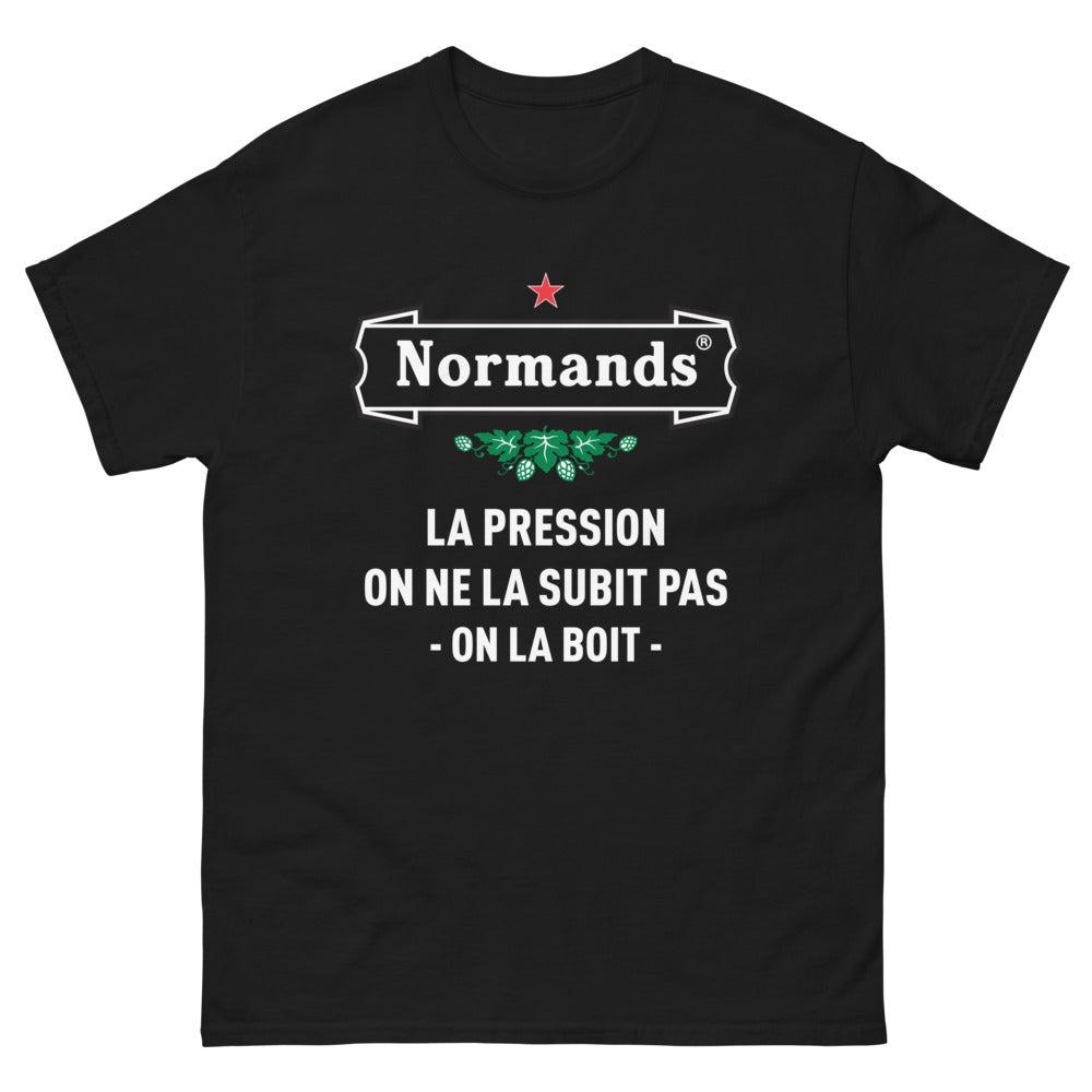 T-shirt bière noir - La pression, on ne la subit pas, on la boit