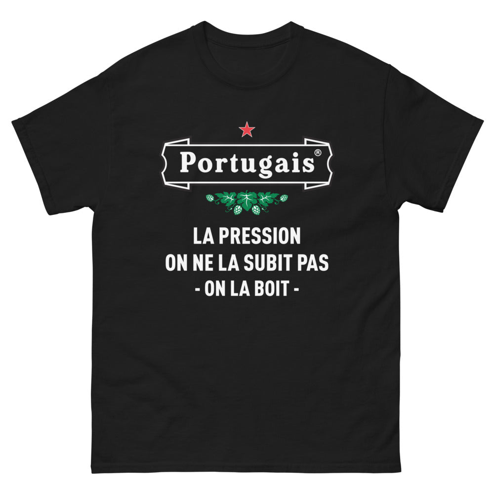 T-shirt humour brassicole noir - La pression, on la boit