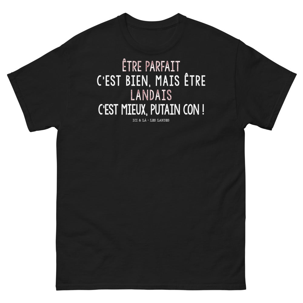 T-shirt Landes noir - Être parfait, c'est bien, mais être landais