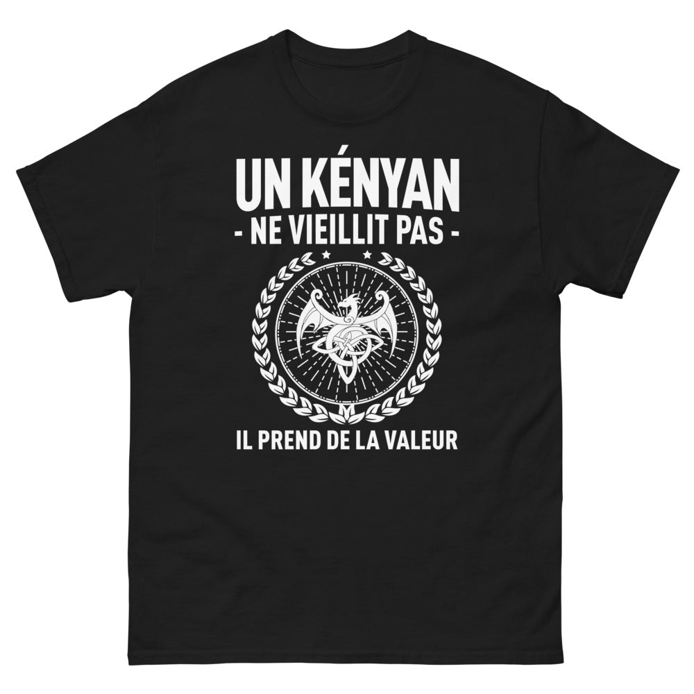 T-shirt Kenyan noir - Un Kenyan ne vieillit pas, il prend de la valeur