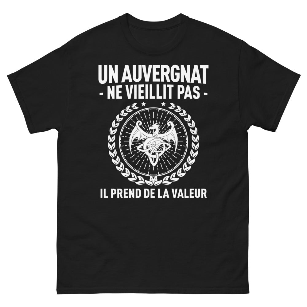 T-shirt Auvergne noir - Un Auvergnat ne vieillit pas